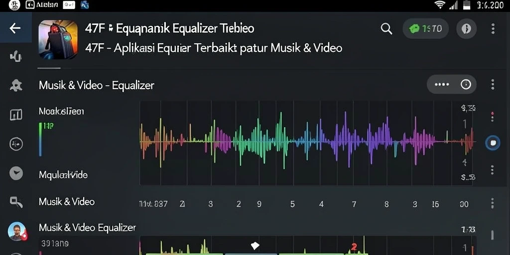 Antarmuka pengguna aplikasi Equalizer 47F yang menarik.