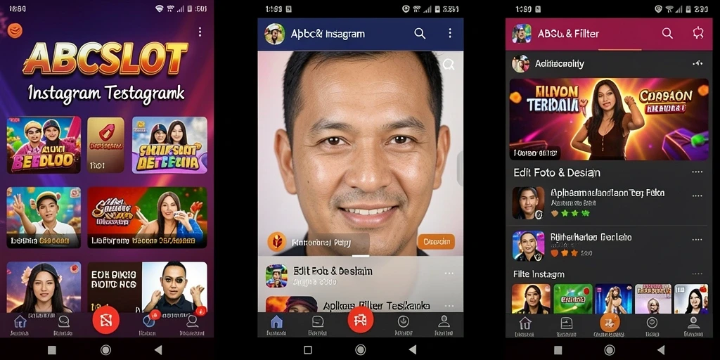 Tampilan antarmuka aplikasi Filter Instagram ABCSLOT yang sederhana dan menarik.