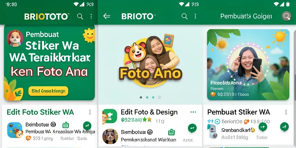 Tampilan antarmuka BRIOTOTO yang menawan untuk Pembuat Stiker WA.