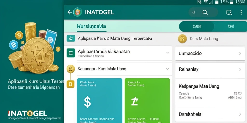 Antarmuka INATOGEL yang modern dengan fitur kurs mata uang lengkap.