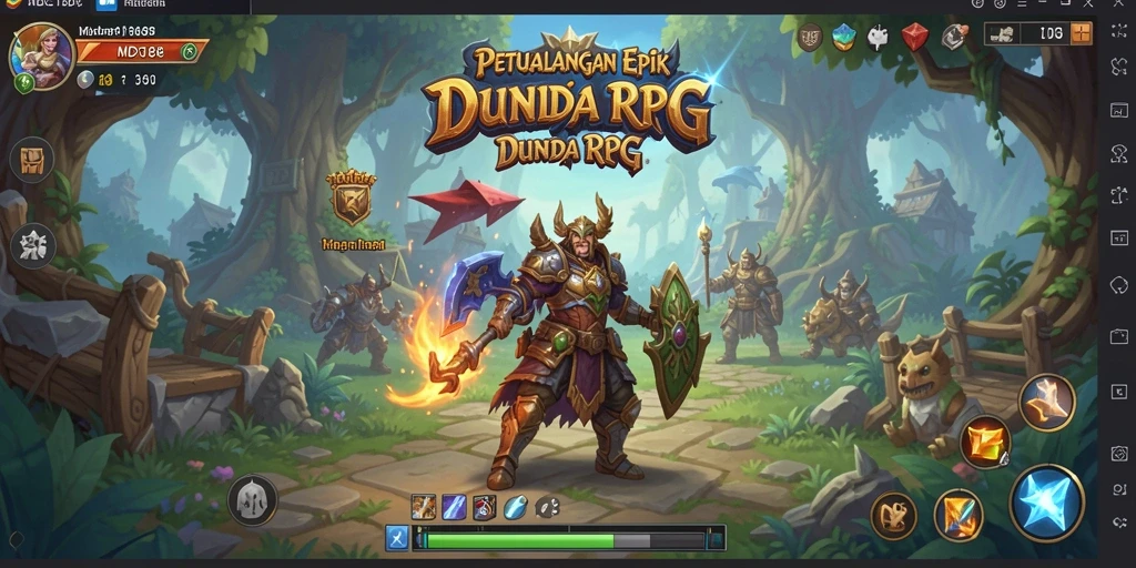 Tampilan antarmuka RPG yang memukau dan interaktif.