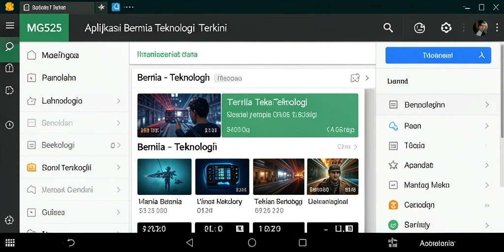 Tampilan antarmuka aplikasi MG525 yang modern dan responsif.