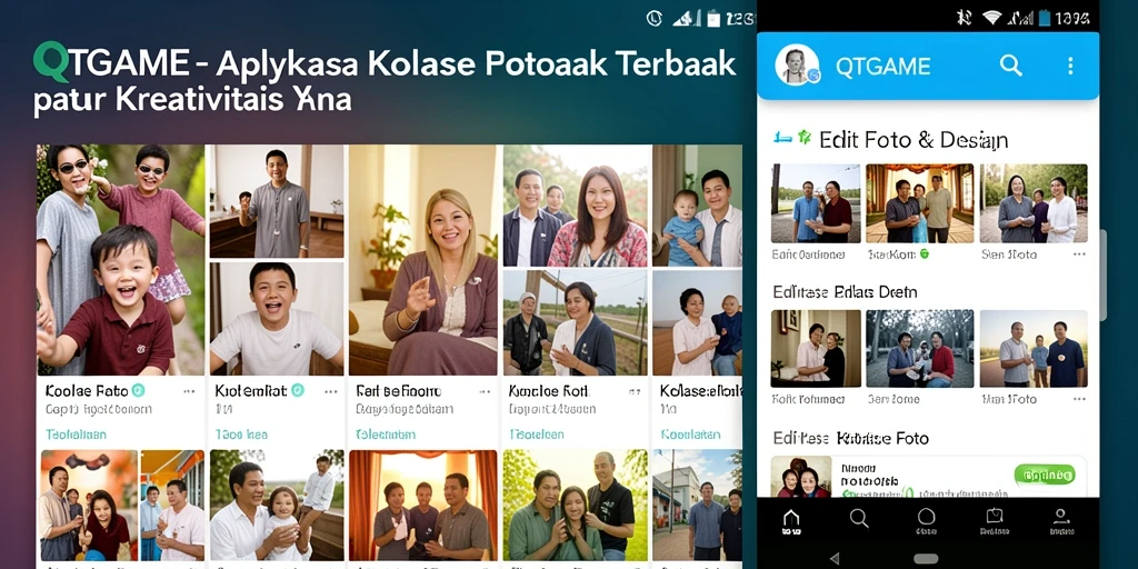 Tampilan antarmuka aplikasi Kolase Foto QTGAME yang menarik dan mudah digunakan.