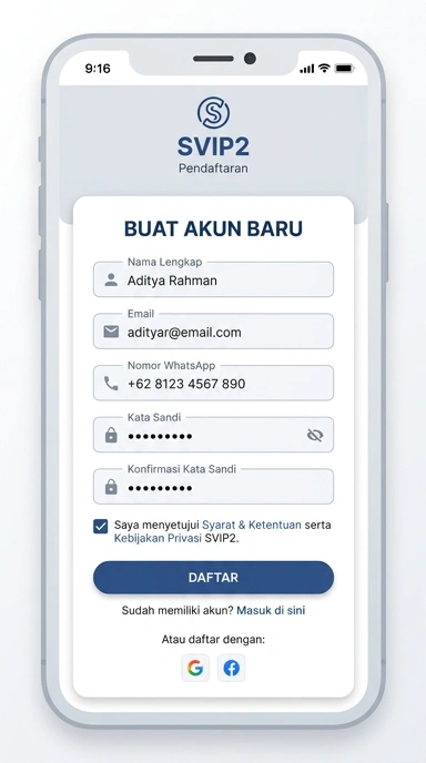 Panduan Registrasi Akun svip2 untuk Pengguna Android